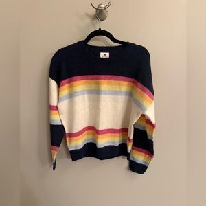 Sundry Navy and Rainbow Striped Sweater